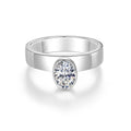Oval Moissanite Ring | Minimalist Wide Band