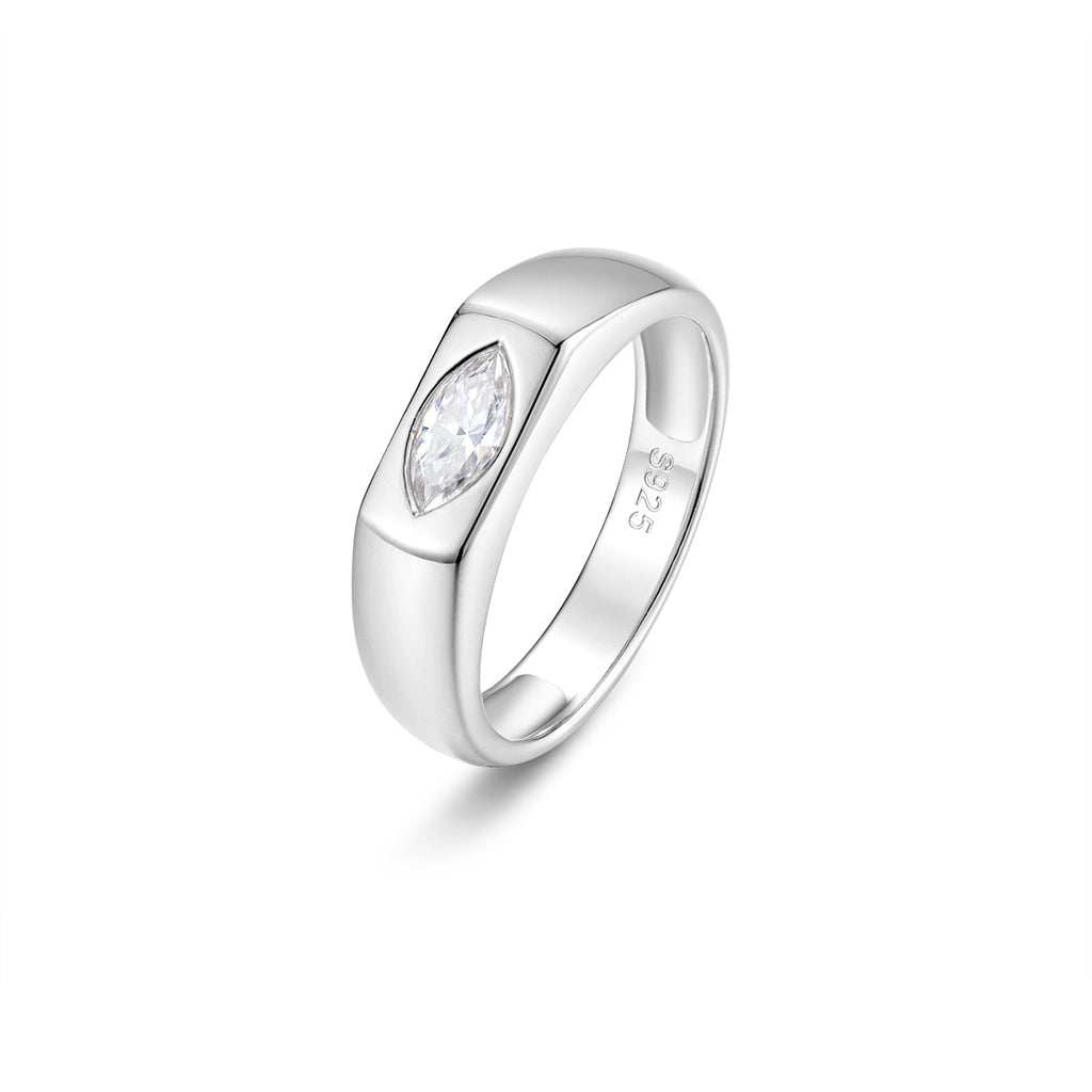 Marquise Moissanite Signet Ring | Minimalist
