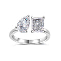 Pear Emerald Cut Moissanite Ring | Adjustable