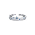 Blue Cubic Zirconia Star Ring | Brushed Silver