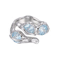 Blue Wave Ring – adjustable sculptural wave ring with blue cubic zirconia in 925 sterling silver