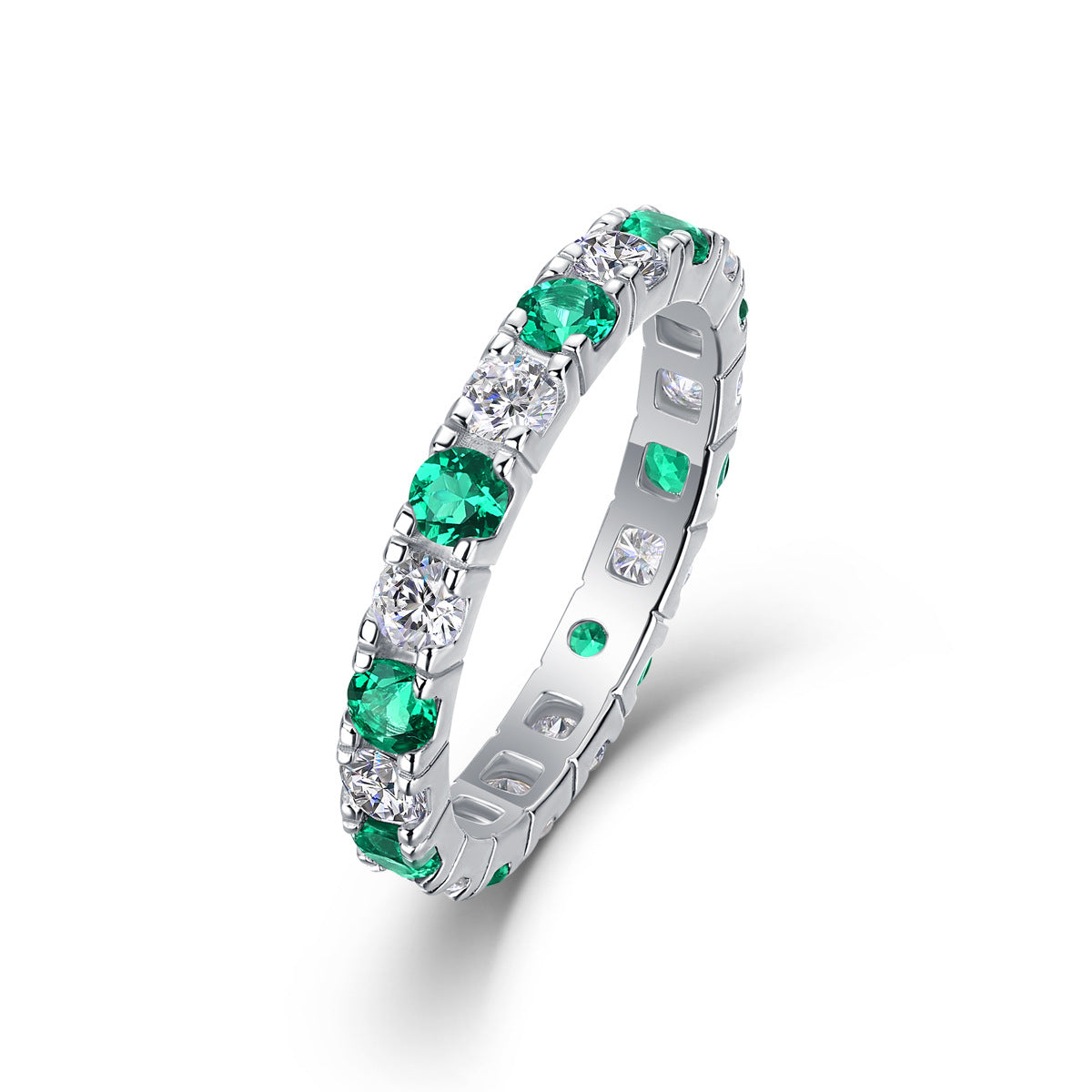 Colour Eternity Ring – full eternity ring with moissanite and lab-grown gemstones in 925 sterling silver