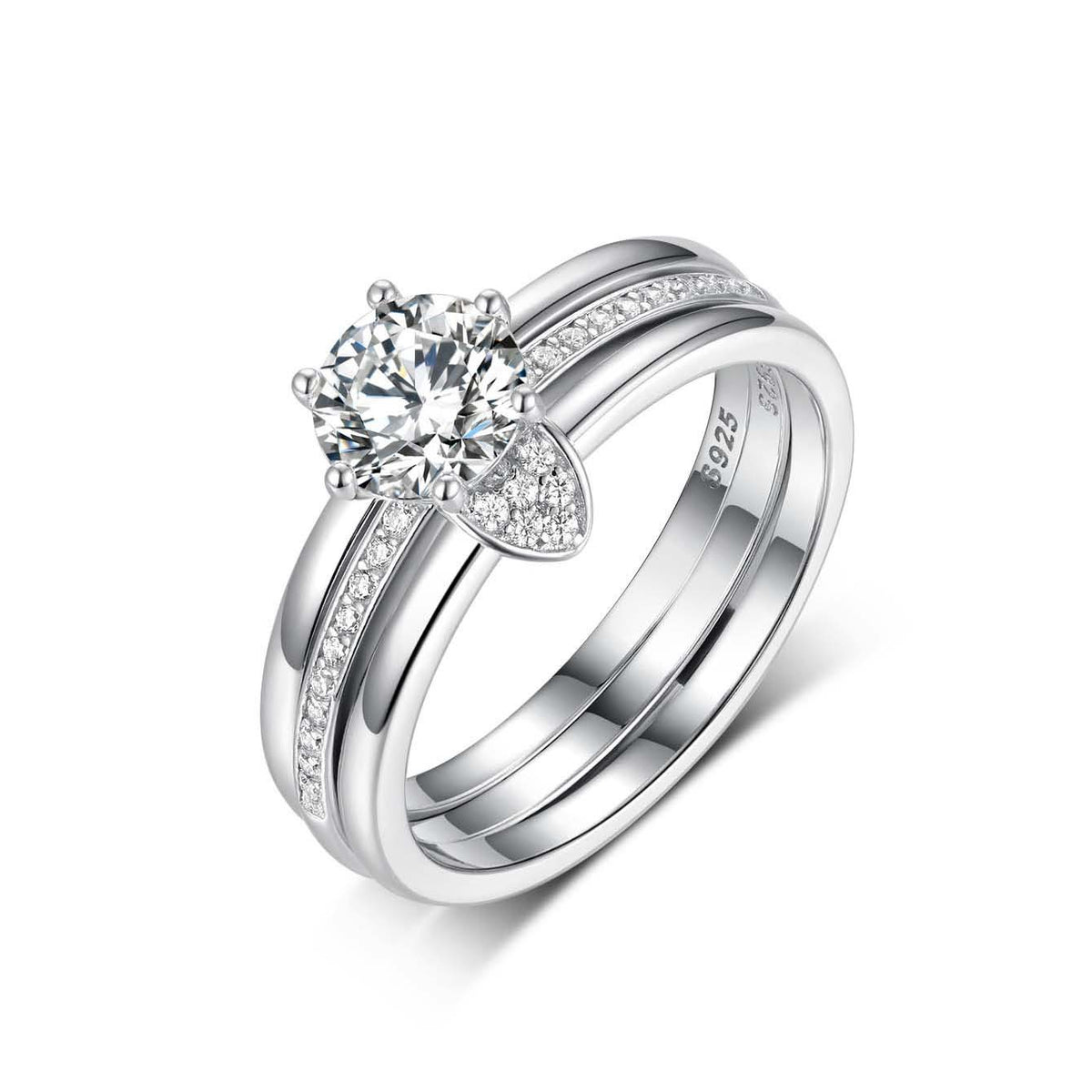 Moissanite Bridal Ring Set | Three Band