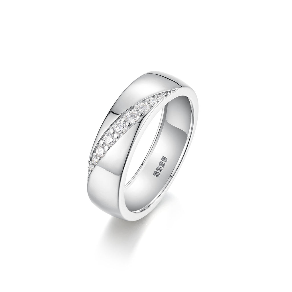 Wide Band Moissanite Ring | Geometric