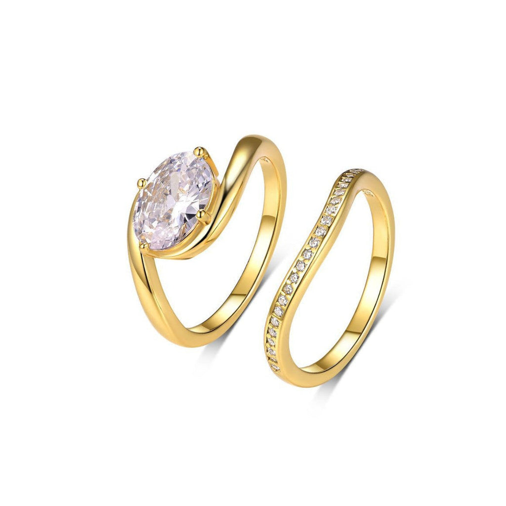 Oval Moissanite Ring Set | Stackable Design