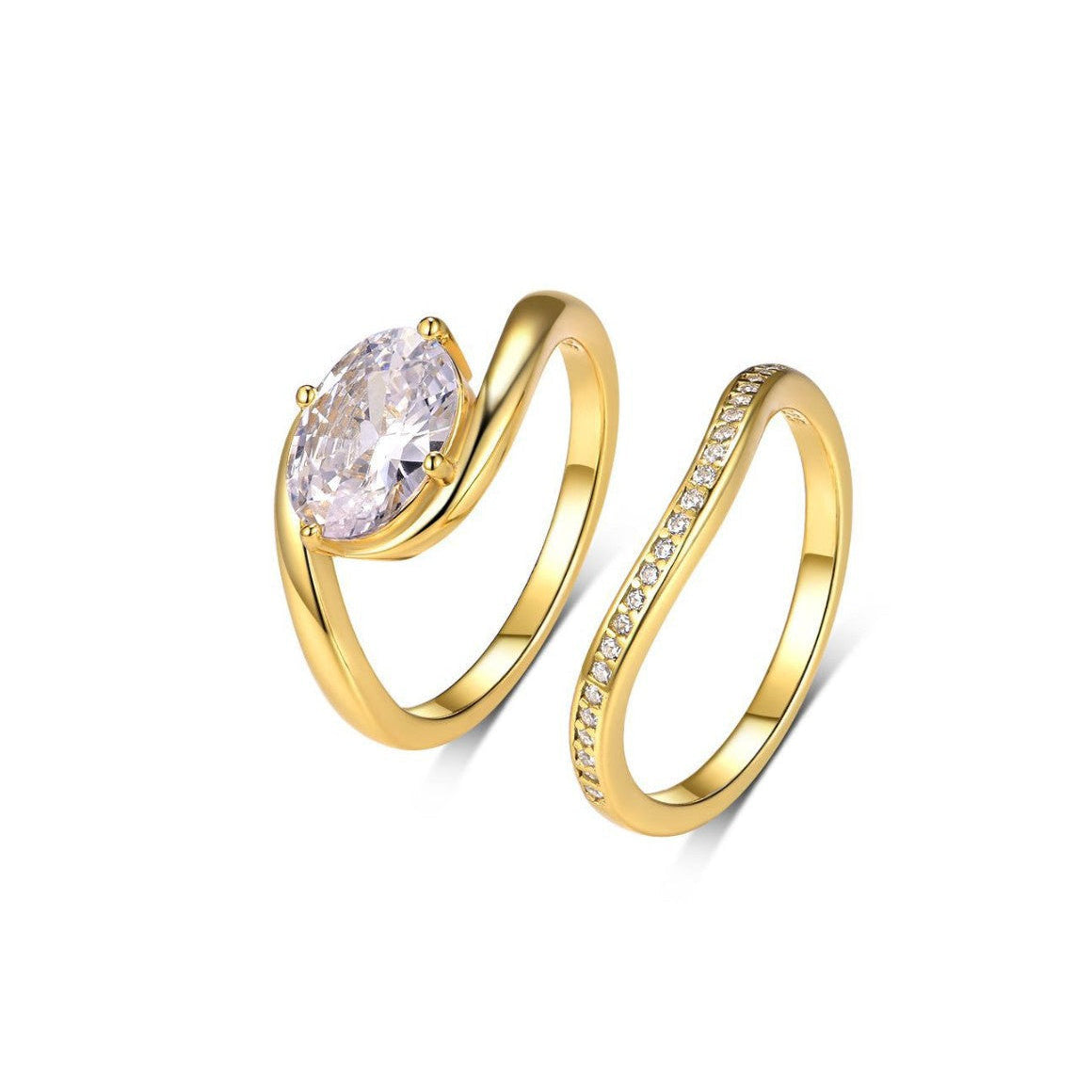 Oval Moissanite Ring Set | Stackable Design