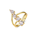 Four Cuts Ring – adjustable bypass ring with four moissanite stones in 925 sterling silver