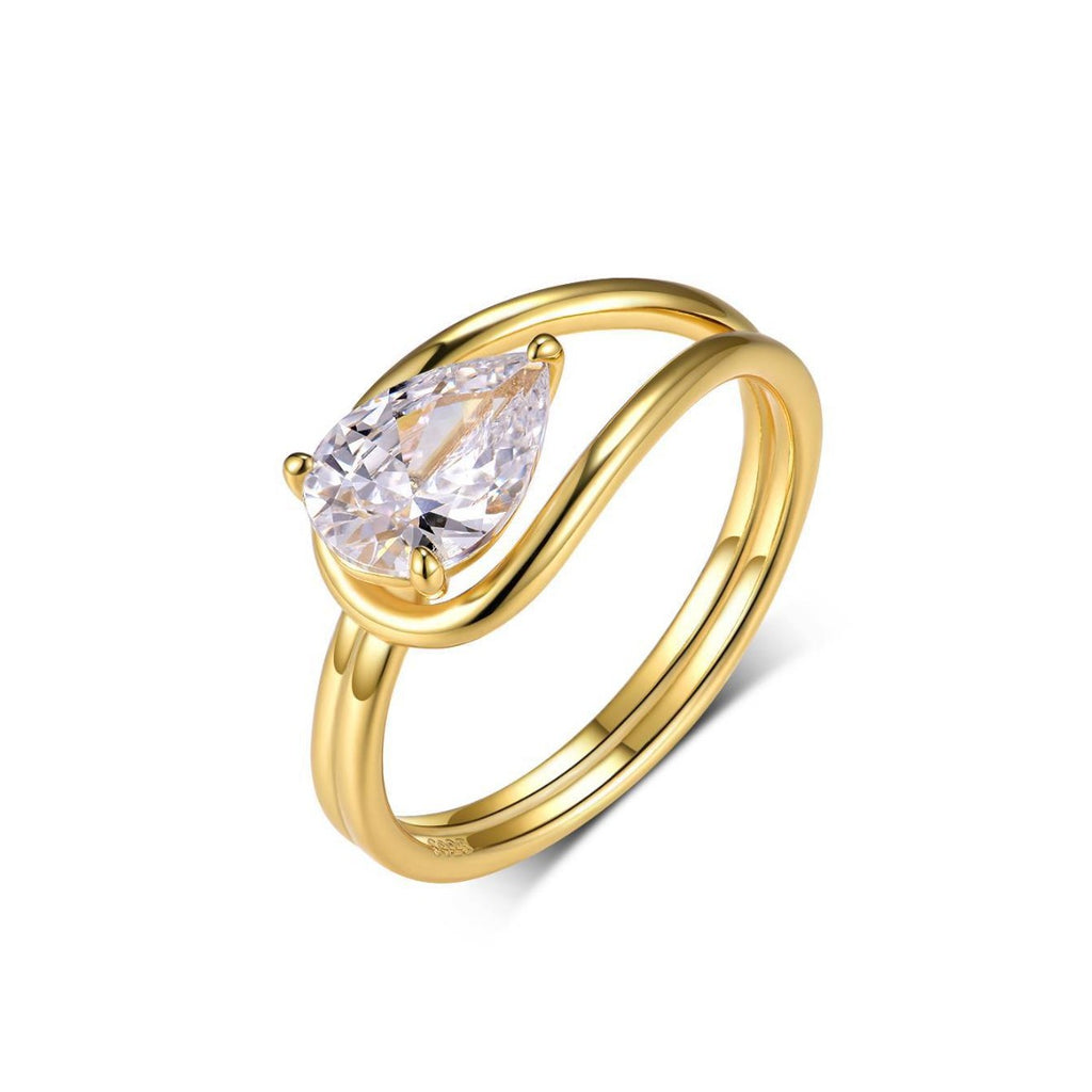 Pear Bypass Ring – 1.5ct pear-cut moissanite bypass ring in 925 sterling silver