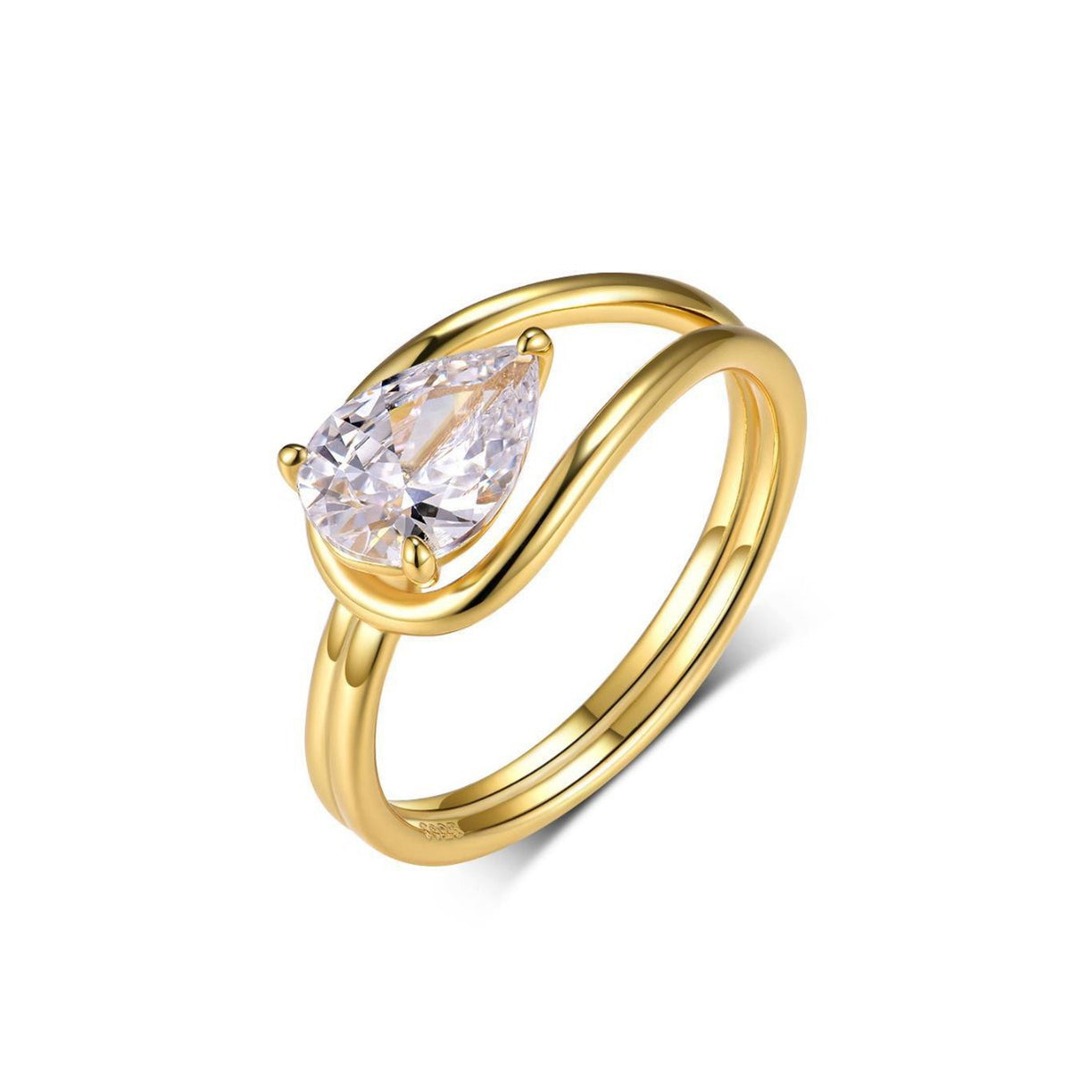 Pear Bypass Ring – 1.5ct pear-cut moissanite bypass ring in 925 sterling silver