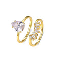 Pear Ring Set – two-piece pear moissanite stacking ring set in 925 sterling silver