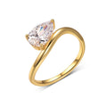 Pear Moissanite Ring | Simple Wave Band