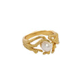 Natural Pearl Ring | Elegant Irregular Silver Design