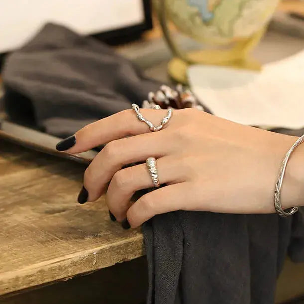 Open Curve Ring | Wide Sculptural Silver Band