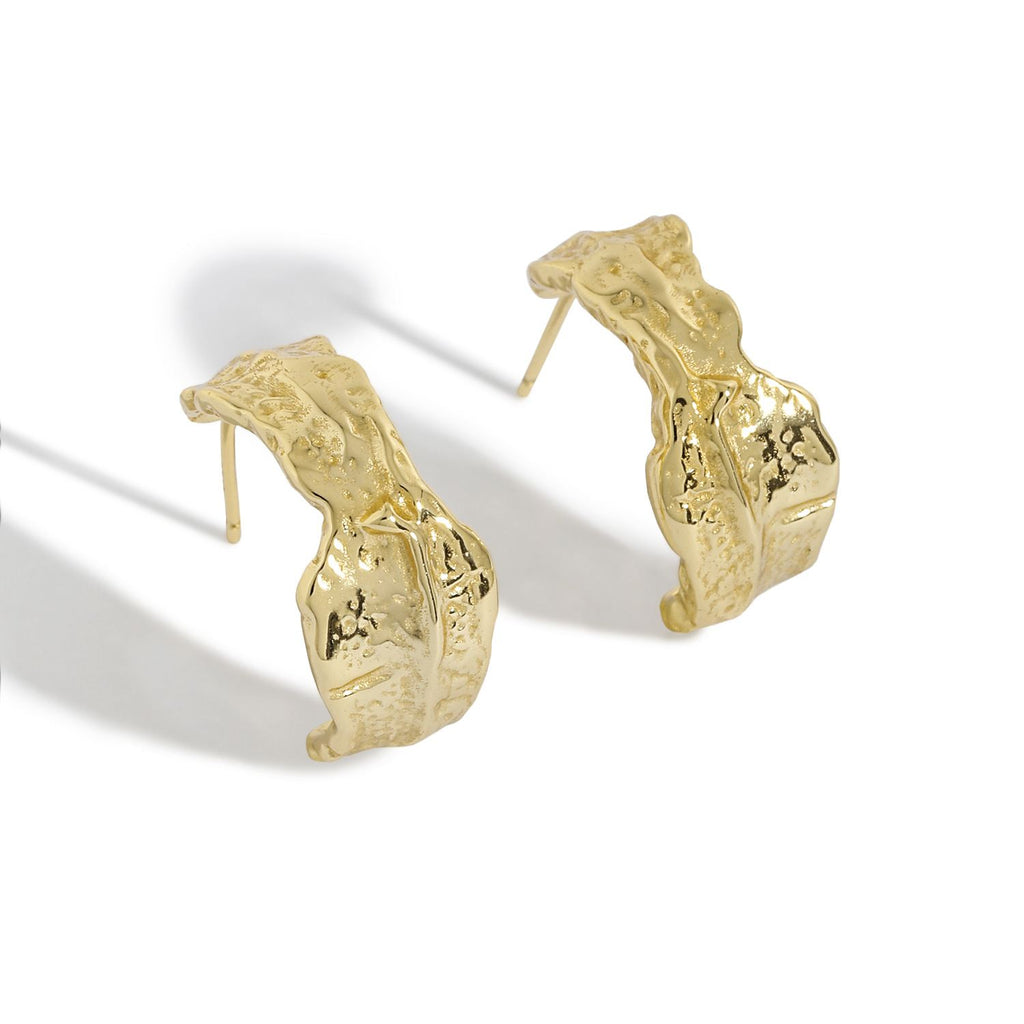 Irregular Tinfoil C Shape Stud Earrings