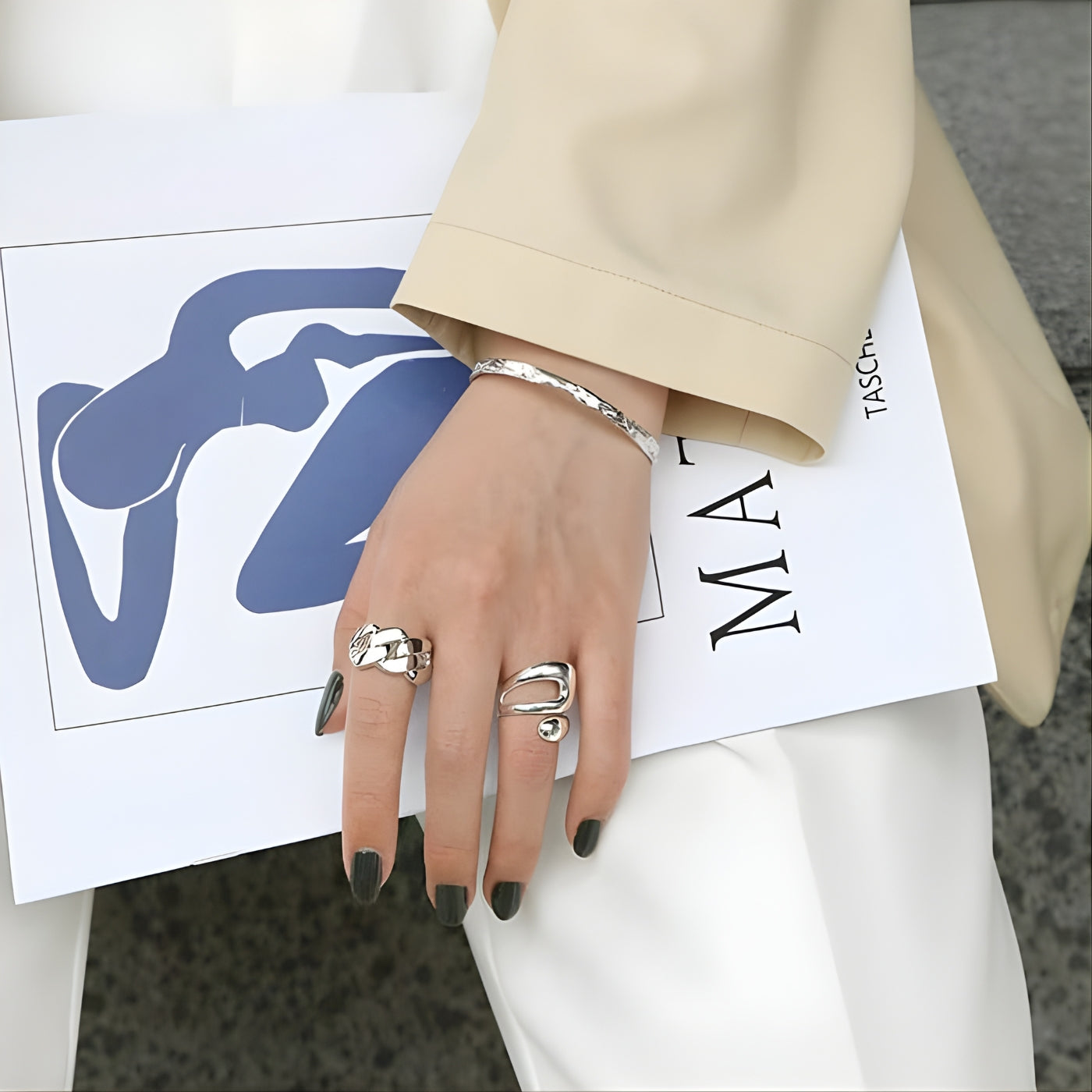 Wide Double Layer Ring