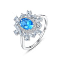 Floral petal ring close up of cubic zirconia petals