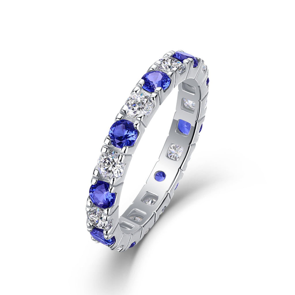 Colour Eternity Ring – full eternity ring with moissanite and lab-grown gemstones in 925 sterling silver, view 4