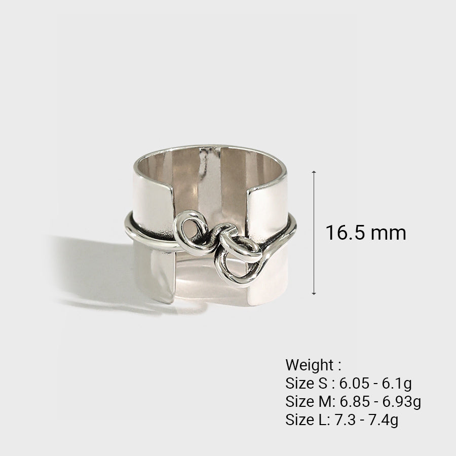 Knot Ring – wide knot ring with vintage finish in 925 sterling silver, view 6