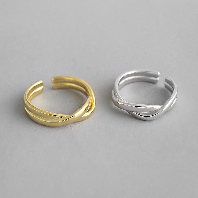 Ins Lines Cross Twisted Adjustable Ring