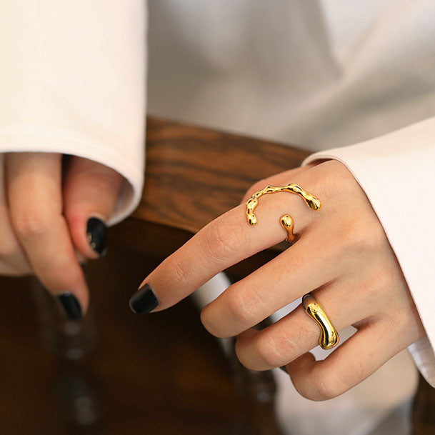 Fashion Irregular C Shape Wide Adjustable Ring