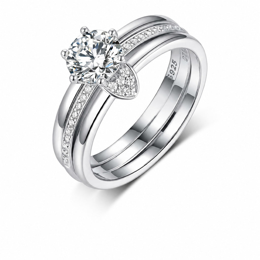 Moissanite Bridal Ring Set | Three Band