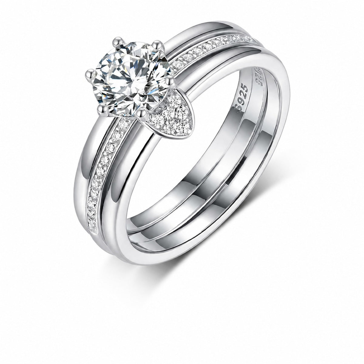 Moissanite Bridal Ring Set | Three Band