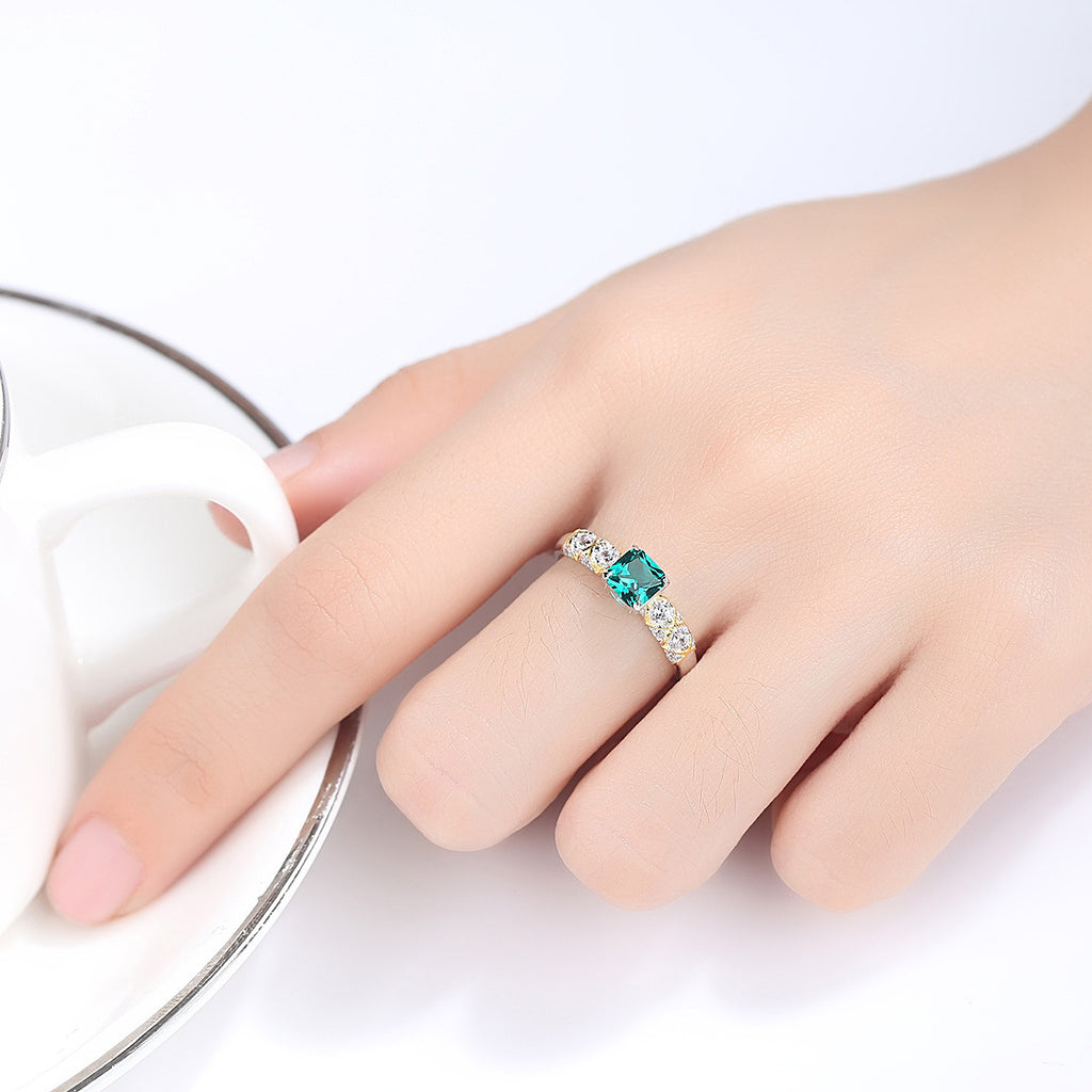 Little Square Ring – rhodium-plated 925 sterling silver ring with a 5mm square cubic zirconia, view 2