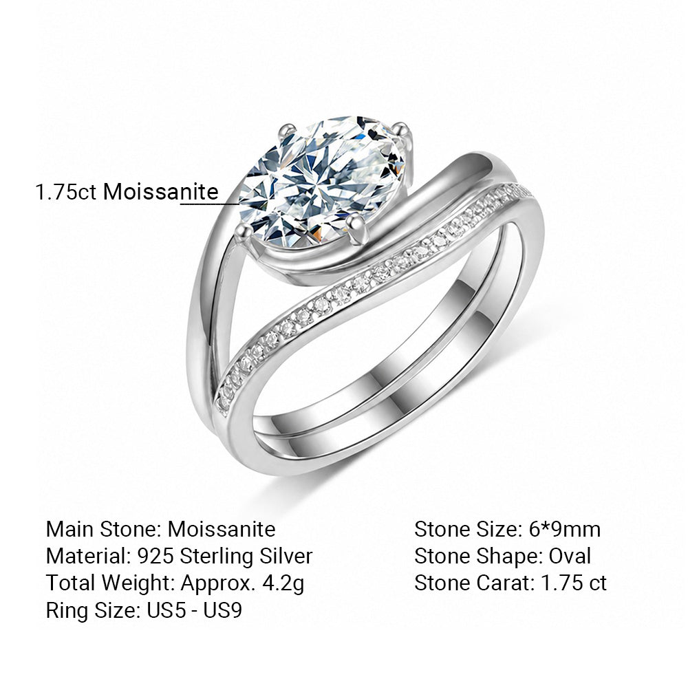 Oval Moissanite Ring Set | Stackable Design