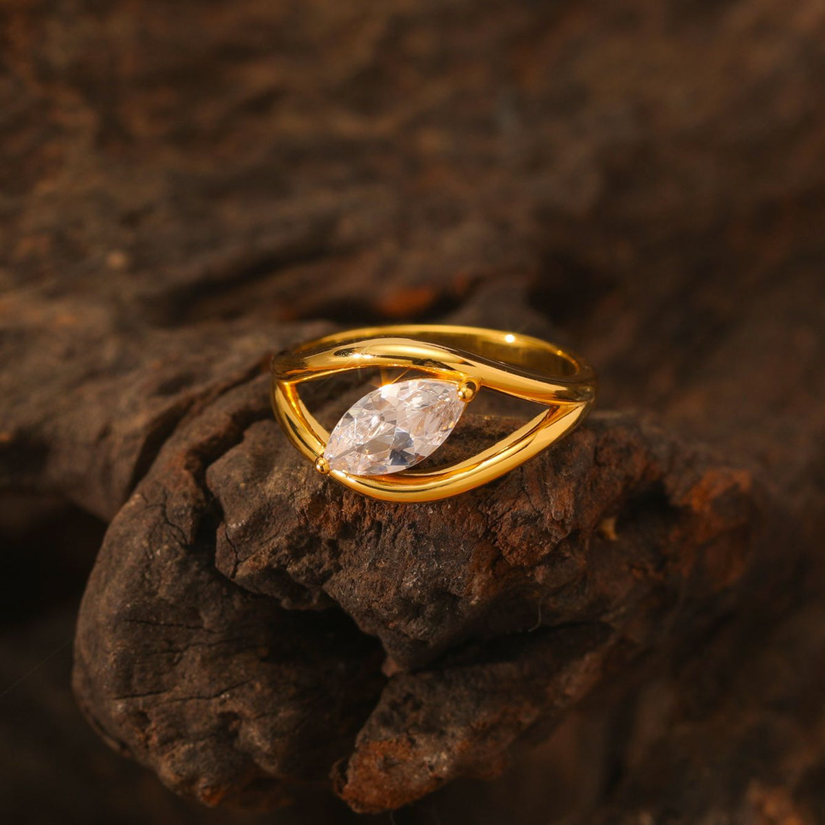 Marquise Moissanite Ring | Geometric Bypass