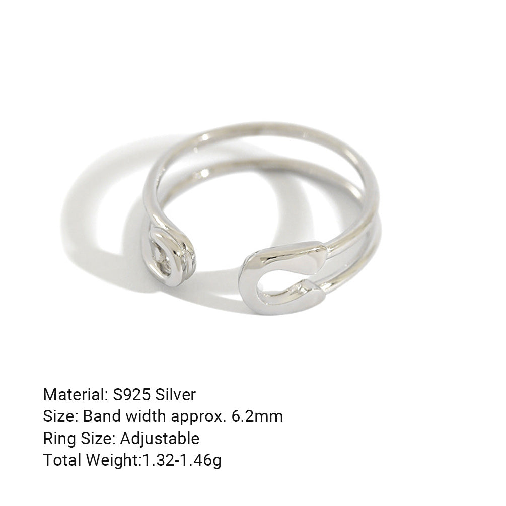 Safety Pin Ring – adjustable safety pin ring in plated 925 sterling silver, view 7
