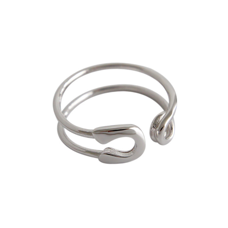 Safety Pin Ring – adjustable safety pin ring in plated 925 sterling silver, view 3