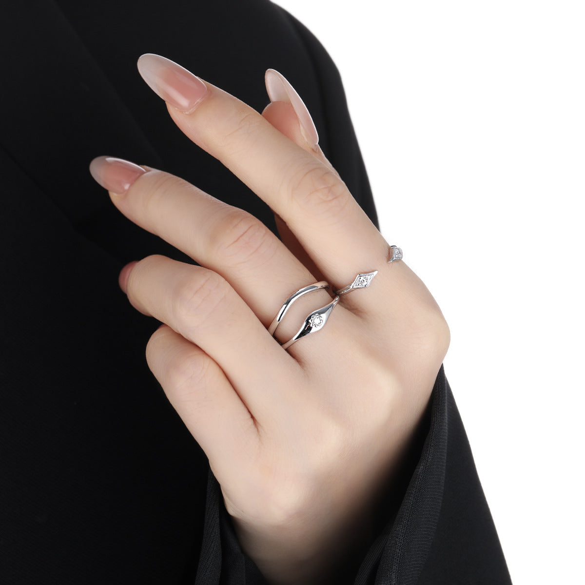 Cubic Zirconia Open Ring | Modern Minimalist