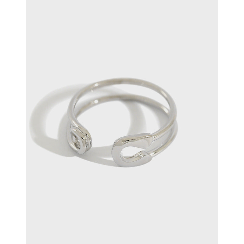 Safety Pin Ring – adjustable safety pin ring in plated 925 sterling silver, view 4