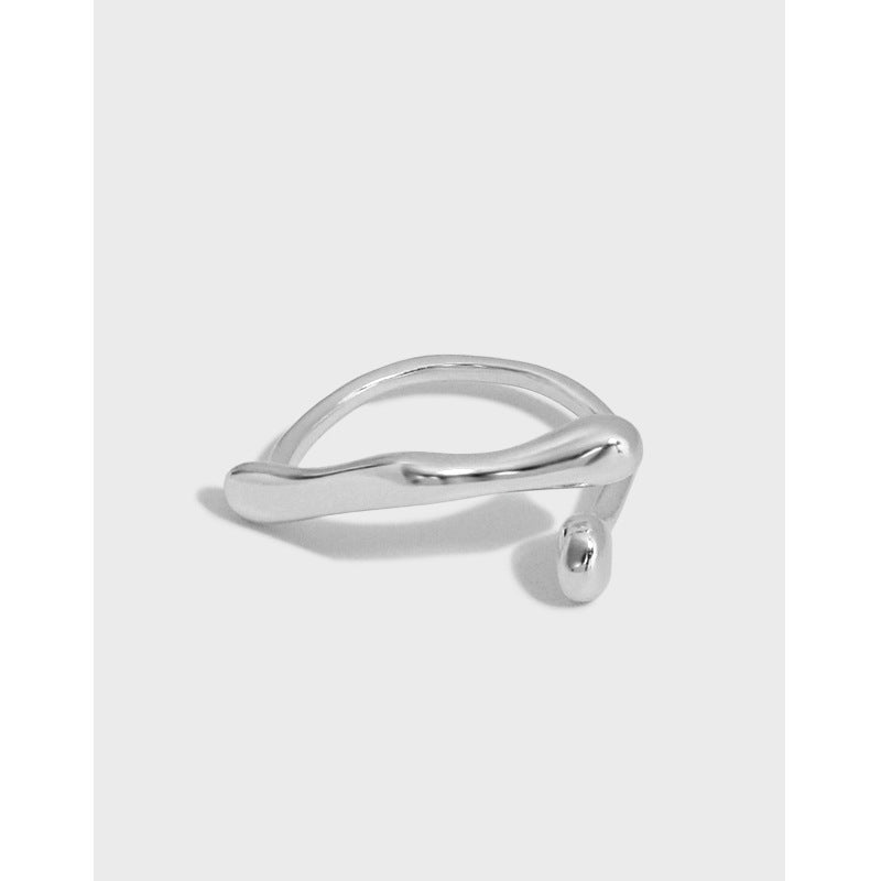 Dewdrop Ring – delicate adjustable waterdrop cross ring in 925 sterling silver, view 2