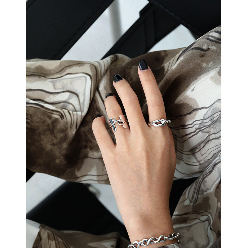 Knot Ring – wide knot ring with vintage finish in 925 sterling silver, view 4