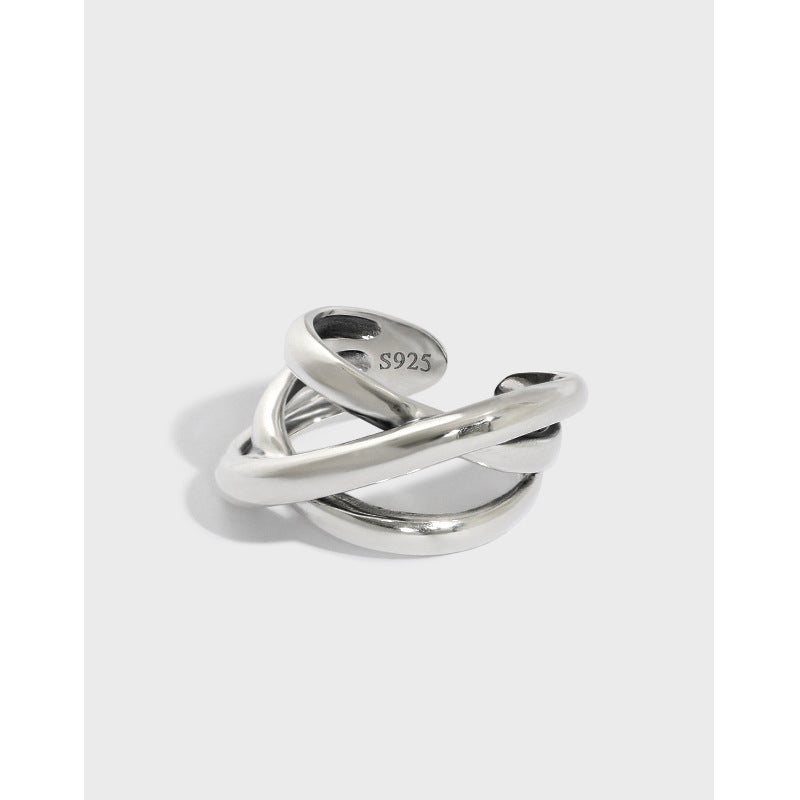 Fashion Triple Lines Cross Adjustable Ring