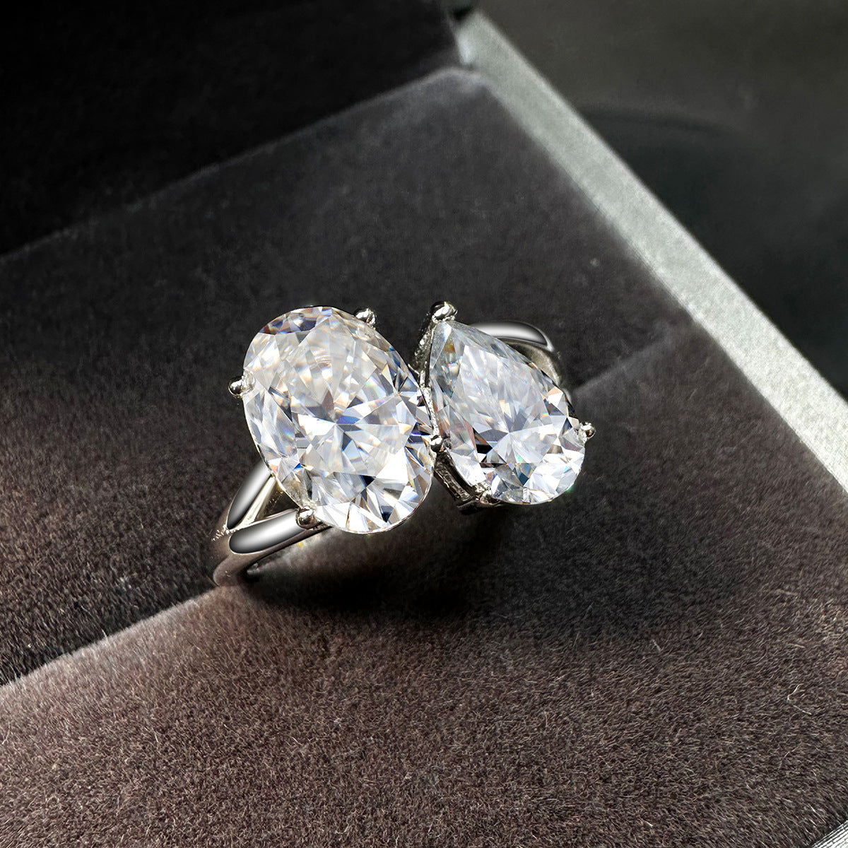 Two Stone Moissanite Necklace | Asymmetrical