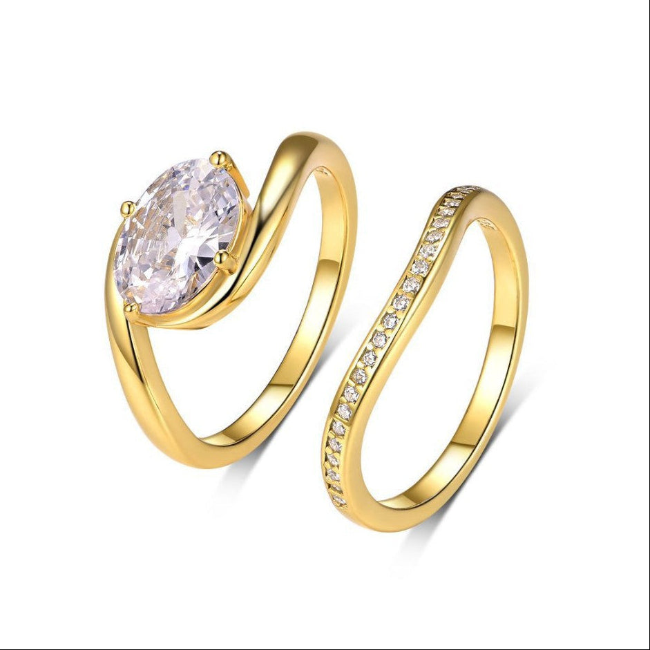 Oval Moissanite Ring Set | Stackable Design