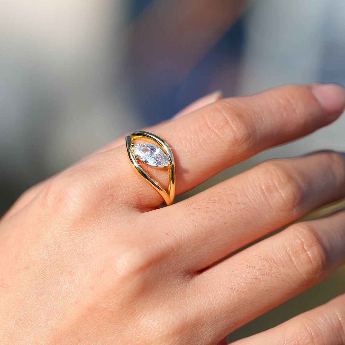 Marquise Moissanite Ring | Geometric Bypass