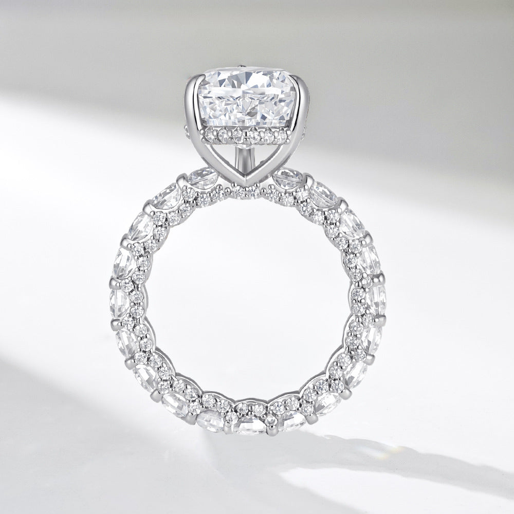 Grand Pear Ring – 5ct pear-cut cubic zirconia ring with stone-set band in 925 sterling silver, view 6