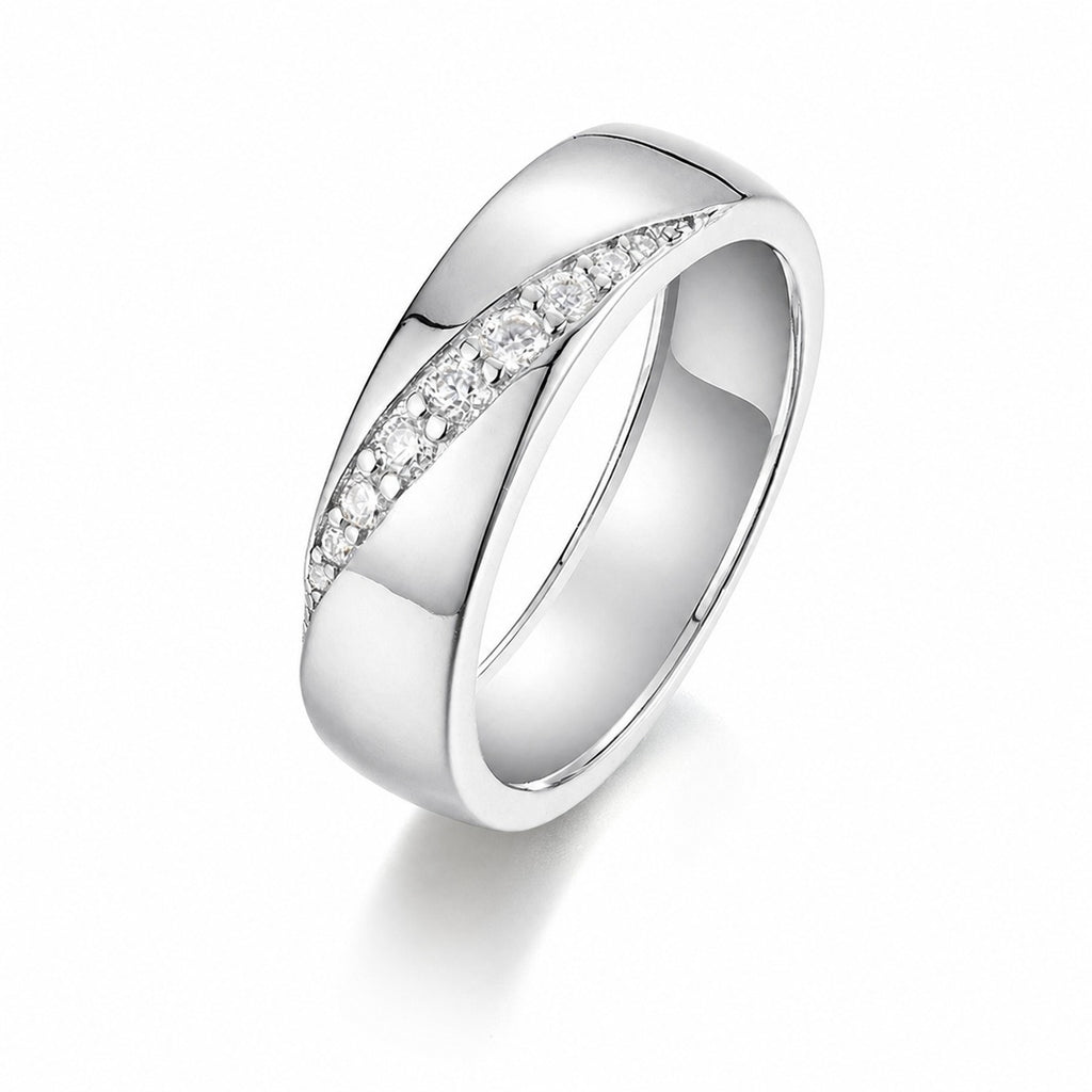 Wide Band Moissanite Ring | Geometric