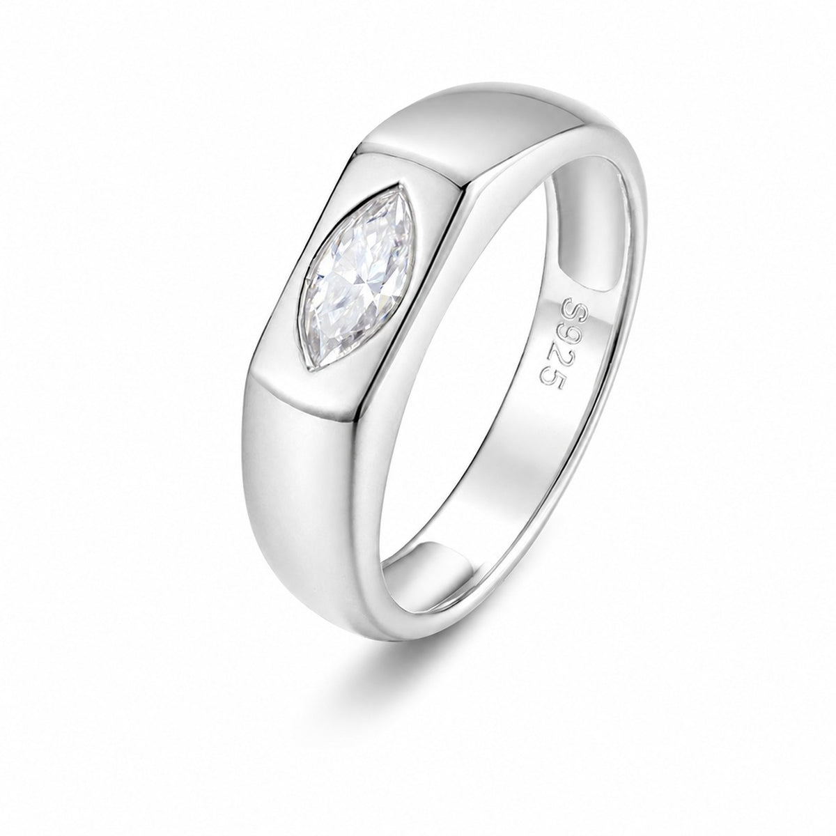 Marquise Moissanite Signet Ring | Minimalist