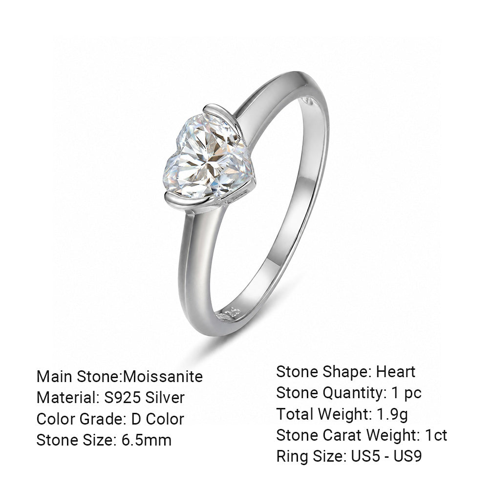Heart Moissanite Ring | D Colour