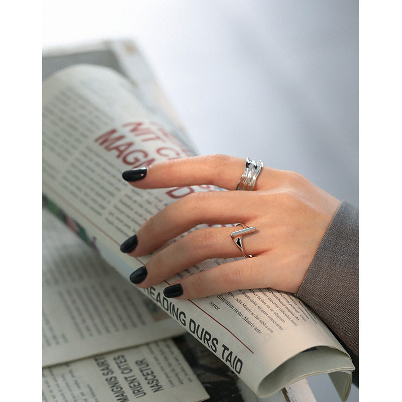 Ribbon Ring – adjustable minimalist strip ring in 925 sterling silver, view 2
