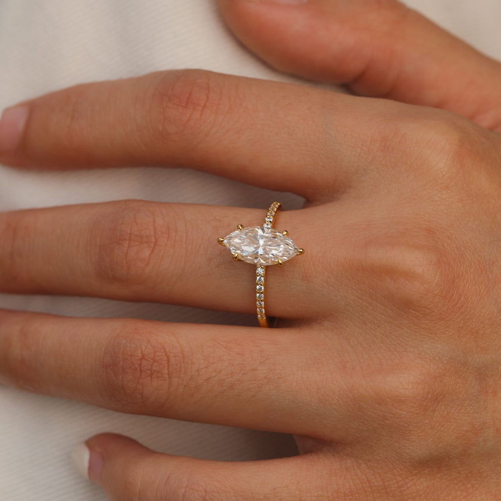 Geometric Moissanite Ring | Marquise Cut