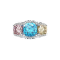 Square Trio Ring – rhodium-plated 925 sterling silver ring with three square created diamonds