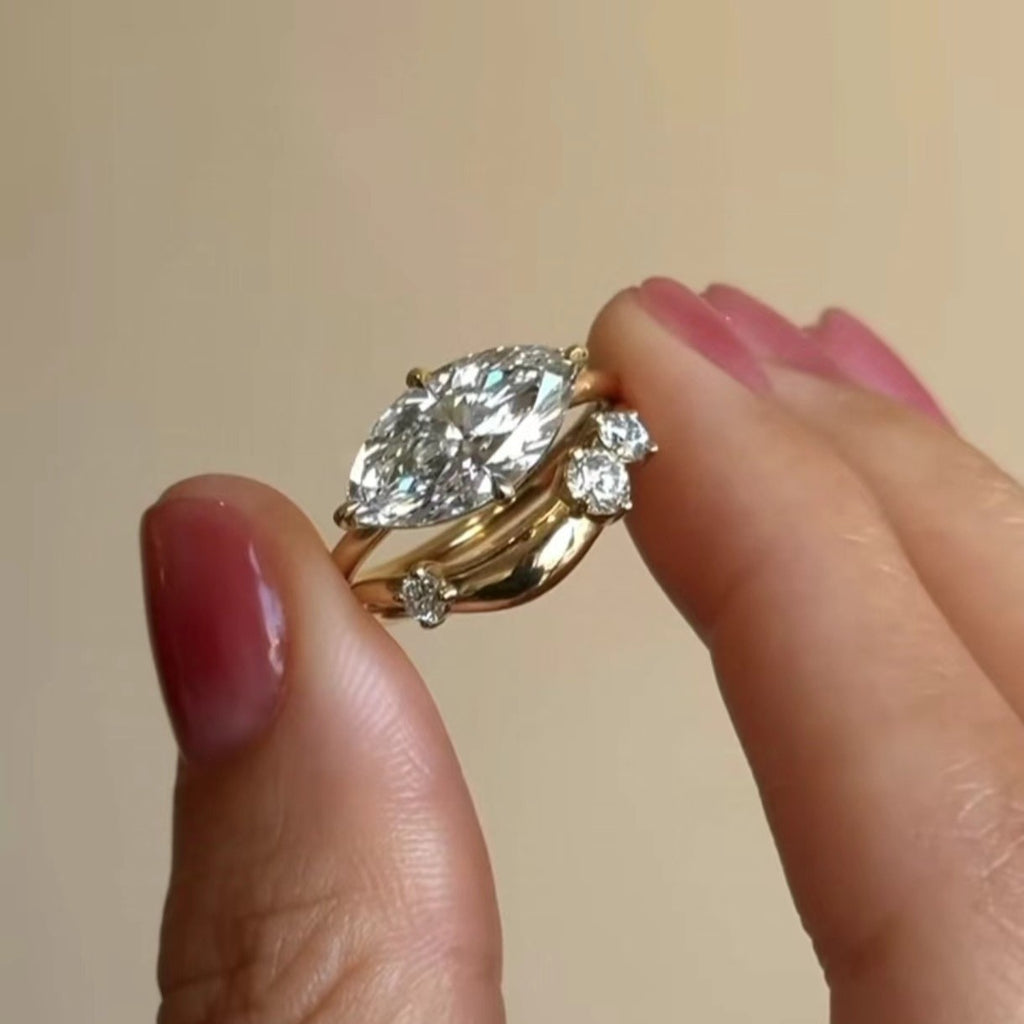 Moissanite Double Band Ring | Layered Band