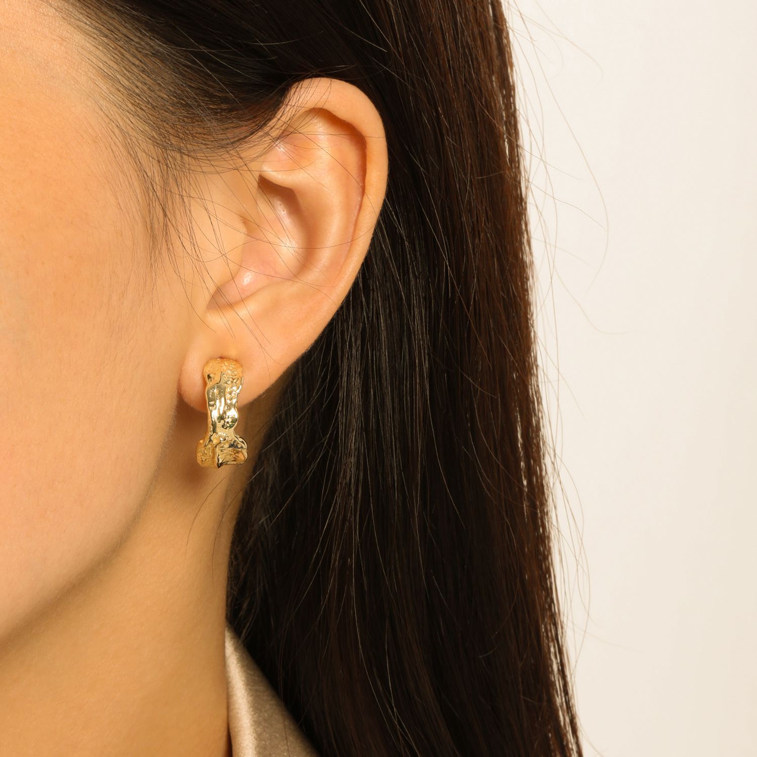 Irregular Tinfoil C Shape Stud Earrings