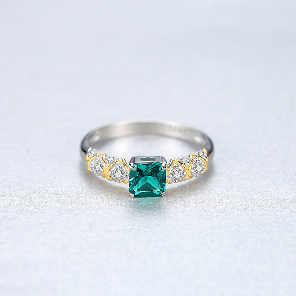Little Square Ring – rhodium-plated 925 sterling silver ring with a 5mm square cubic zirconia, view 4