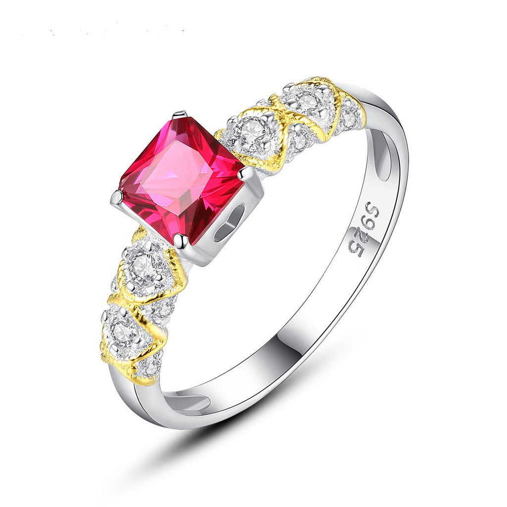 Little Square Ring – rhodium-plated 925 sterling silver ring with a 5mm square cubic zirconia, view 3